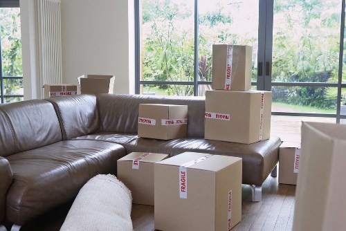 Boxes and wrapped household items prepared for a same day move in Brixton