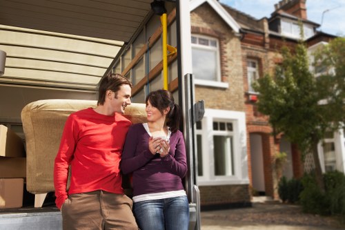 Local removals van on a Brixton street during a student move